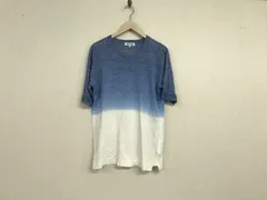 本物ヴォーギッシュVOGUISHリネン麻アクリルグラデーション柄ニット半袖Tシャツメンズサーフアメカジミリタリーストリートスケーターワークビジネススーツモードスポーツゴルフ青ブルーXLのサムネイル