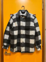 Y【Y5-01】◇ UNITED ARROWS　Mサイズ　起毛ジャケット　白色×黒色　チェック柄　メンズ