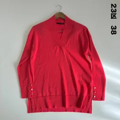 23区☆【洗える】ウーステッドウール 重ね襟 ニット(KRWOSW0457) 両サイドスリット 金ボタン