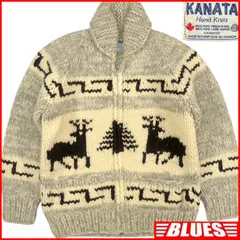 カウチンセーター kanata ニット L カナダ製 カナタ ウール ハンドニット グレー 鹿 トナカイ カウチンセーターサイズL一覧←SEULB屋着古← HN2389のサムネイル