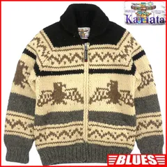 カウチンセーター kanata ニット L カナダ製 カナタ ウール ハンドニット 黒 グレー サンダーバード カウチンセーターサイズL一覧←SEULB屋着古← HN2381のサムネイル
