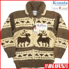 カウチンセーター kanata ニット M カナダ製 カナタ ウール ハンドニット 38 茶 トナカイ 鹿 ベージュ 生成り カウチンセーターサイズM一覧←SEULB屋着古← HN2384のサムネイル