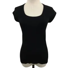デュラスアンビエント DURAS ambient カットソー Tシャツ プルオーバー Uネック 無地 カットオフ 半袖 F 黒 ブラックのサムネイル