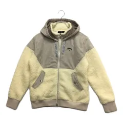 中古 レディース キャロウェイ Callaway ブルゾン L 白×グレー 長袖ダブルジップボアパーカー スエード調 裏地付き