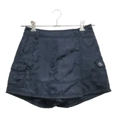 中古 レディース アンパスィ and per se ショートパンツ M 紺 ネイビー 中綿入り スカート風 カモフラ柄