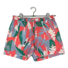 中古 レディース アンパスィ and per se ショートパンツ M ピンク 総柄 リーフ柄 サッカー生地 薄手