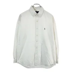 90年代 RALPH LAUREN ラルフローレン BLAKE ボタンダウン 長袖シャツ ホワイト(メンズ M)中古 古着 X2566