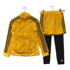 中古 レディース アディダスゴルフ adidas GOLF セットアップ S イエロー 黄色 スリーストライプス ボアフリース