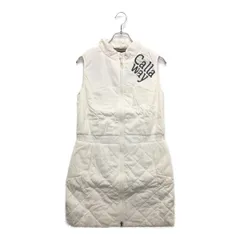 中古 レディース キャロウェイ Callaway ワンピース M 白 ホワイト 中綿 ノースリーブ ダブルジップ