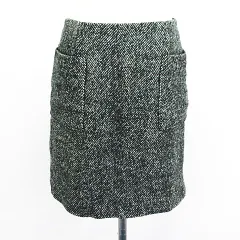 アーバンリサーチ URBAN RESEARCH スカート ボトムス ミニ丈 タイト ツイード ヘリンボーン ウール混 M ブラック ※EKM