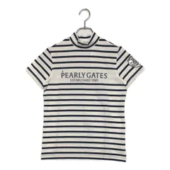 中古 レディース パーリーゲイツ PEARLY GATES 半袖シャツ 1(M) 白×紺 ホワイト モックネック ボーダー