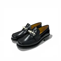 クリスチャンディオール CHRISTIAN DIOR Dior Paris ローファー 革靴 靴 シューズ カーフスキン ブラック 黒 未使用 CDシグネチャー パール フラットシューズのサムネイル