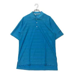 未使用品 メンズ アディダスゴルフ adidas GOLF 半袖ポロシャツ S ブルー 水色 通気性 ストライプ ストレッチ