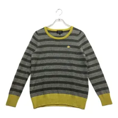 中古 レディース パーリーゲイツ PEARLY GATES セーター 2(L) グレー 黄色 カシミヤ ボーダー