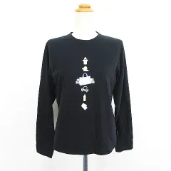 フィラ FILA Tシャツ カットソー 長袖 クルーネック イラスト プリント ロゴ XL ブラック ※EKM