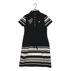 中古 レディース ルコックスポルティフ le coq sportif ワンピース M ブラック 半袖 ポロシャツ ボーダー