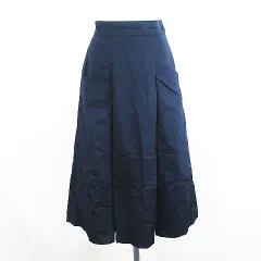 ローリーズファーム LOWRYS FARM スカート ボトムス ロング丈 フレア Aライン ポケット付き タック コットン F ネイビー ※EKM