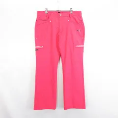 プーマ PUMA パンツ ボトムス スラックス ロング丈 ストライプ ロゴ ピンク ゴルフウェア ※EKM