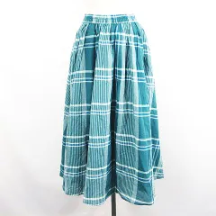 サマンサモスモス SM2 スカート ボトムス ロング丈 ギャザー チェック イージー コットン F ブルーグリーン ※EKM