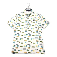 中古 メンズ フィラゴルフ FILA GOLF 半袖ポロシャツ M 白 ホワイト 総柄