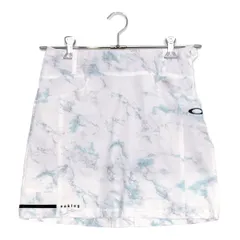 中古 レディース オークリー OAKLEY スカート M 白×水色×グレー 裏地付き 総柄 プリーツ