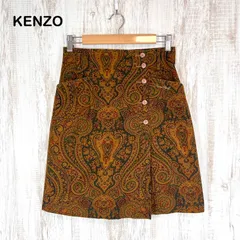 KENZO GOLF ヴィンテージ ケンゾーゴルフ ロゴ刺繍 ペイズリー柄 総柄 ラップキュロット スカート ブラウン レディース ゴルフウェアのサムネイル