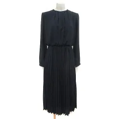 グリーンレーベルリラクシング ユナイテッドアローズ green label relaxing ワンピース ロング プリーツ 長袖 濃紺 ダークネイビー /MS