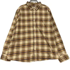 エディーバウアー チェック ネルシャツ XXL 長袖シャツ 茶 ベージュ ビッグサイズ 2XL ゆるだぼ オーバーサイズ 太アーム Eddie Bauer アメカジ 古着 90s ストリート キャンプ 1点物 レア /IA377