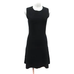 セオリー Theory ニットワンピース ひざ丈 ノースリーブ S 黒 ブラック /YI