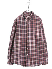 【お得なクーポン配布中!】 90s エディーバウアー チェック ボタンダウン 長袖 シャツ メンズ L 旧タグ オールド コットン カジュアル ゆったり Yシャツ マルチカラー