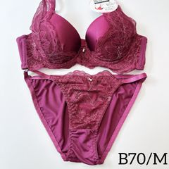 エメフィール B70 サテンカシュクールレース脇高ブラ&ショーツセット