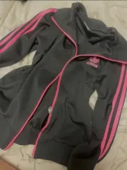 アディダス ブラック ピンク 3本線 ジャージ トラックジャージ