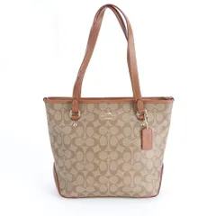 極美品 コーチ シグネチャー F34603 レザー トート バッグ 肩掛け ショルダー ハンド ブラウン 茶色 レディース RUM DO23-3【中古】