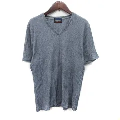 ニコルクラブフォーメン NICOLE CLUB FOR MEN Tシャツ カットソー Vネック 半袖 48 XL 黒 ブラック /YI