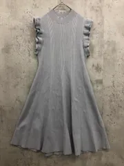 eimy istoire エイミーイストワール フリルリブニット ワンピース sizeF/サックス ■◆ レディース