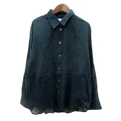 イネス INES DELA FRESSANGE ユニクロ UNIQLO シャツ 長袖 シアー L 黒 ブラック /MN