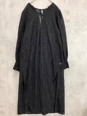 Lumier リュミエ サイドスリット ブロックレースボリュームスリーブ ワンピース sizeF/ブラック ■◇ レディース