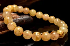 【１点物】金運向上！ ゴールドタイチンルチルクォーツ　8.5mm　ブレスレット パワーストーン 天然石 _MC7542