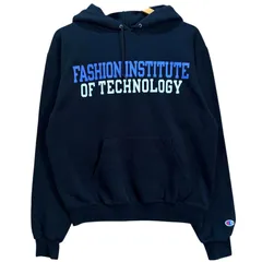 チャンピオン エコフリース FIT ニューヨーク州立ファッション工科大学 カレッジパーカー 黒 S Champion ECO FLEECE 12oz相当 ヘビーウェイト 厚手 ヴィンテージ 古着 / MS436