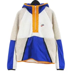 ナイキ NIKE BV3767-133 ボア ハーフジップ フーディー ジャケット 切替 S ライトベージュ ロゴ 刺繍 裏地