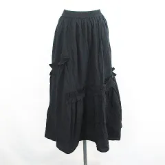 アーバンリサーチ サニーレーベル URBAN RESEARCH Sonny Label スカート ボトムス ロング丈 マキシ丈 ギャザー フリル コットン イージー F ブラック ※EKM