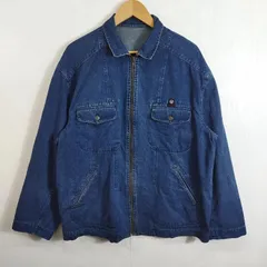 80s PAPAS パパス ジップアップ デニムジャケット ギンガムチェック アメカジ インディゴ 古着 VINTAGE メンズ D106