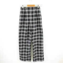 ジーユー GU チェックスラックス パンツ ロング 黒 白 M *A45
