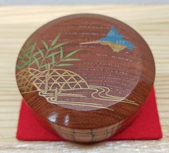 逢絢亭・新品】茶道具 筒茶碗 楽焼 黒楽 寒月の図 松楽窯 紙箱入り
