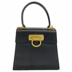 ★SALE【6cd4785】サルヴァトーレフェラガモ ハンドバッグ ガンチーニ レザー ブラック ゴールド金具【中古】レディース