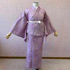 着用少ない！美品＊単衣＊結城紬＊灰藤色＊モダン柄＊着物＊１５６ｃｍ＊裄６３ 着用少ない！美品＊単衣＊結城紬＊灰藤色＊モダン柄＊着物＊156cm