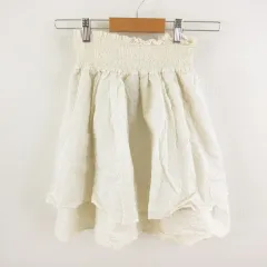 ジルスチュアート JILL STUART ミニスカート ギャザー フレア ドット オフホワイト 白 0 *T354