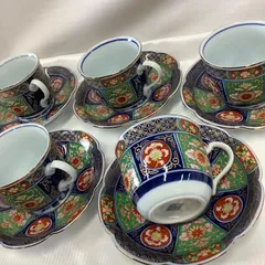 未使用】有田焼　永祥窯　カップ&ソーサー5客セット　金彩　和モダン　W171
