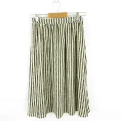 チャオパニック CIAOPANIC ひざ丈スカート フレア ストライプ ベージュ 茶 M *A67