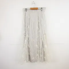 グレイル GRL 花柄チュールサイドギャザースカート ロング アイボリー M *A537